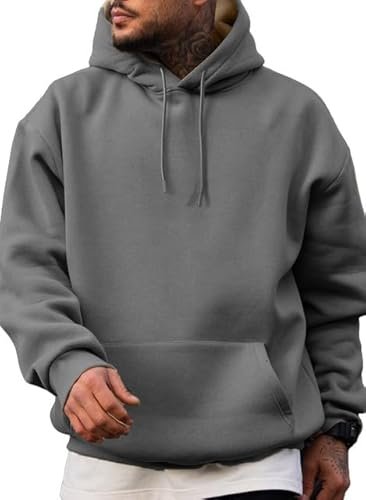 Men's Casual Cotton Hooded Collar Drawstring Hoodies