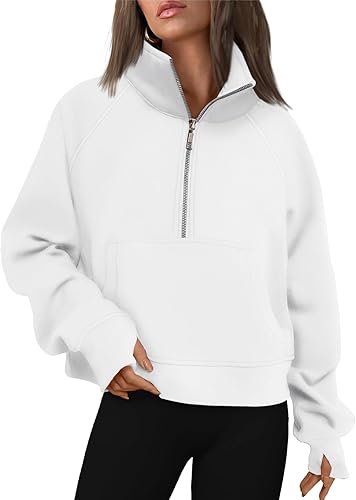 Sweatshirts Half Zip Cropped Pullover Fleece Quarter Zipper - Image 4