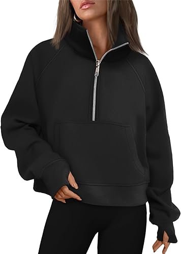 Sweatshirts Half Zip Cropped Pullover Fleece Quarter Zipper - Image 2