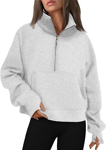 Sweatshirts Half Zip Cropped Pullover Fleece Quarter Zipper - Image 5