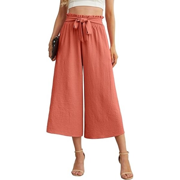 IWOLLENCE Women Flowy Loose Wide Leg Pant Summer Beach Casual