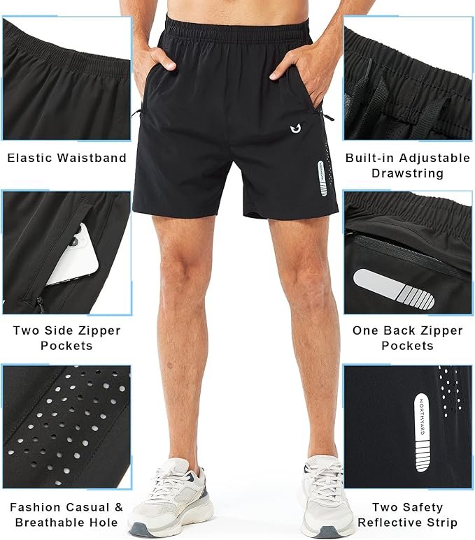 NORTHYARD Men's Athletic Running Shorts - Image 4