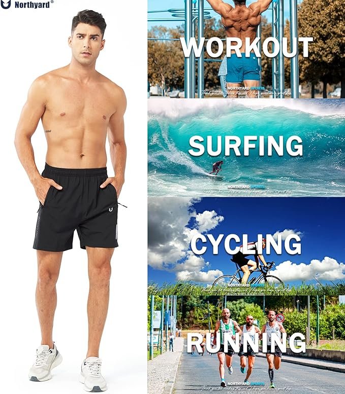 NORTHYARD Men's Athletic Running Shorts - Image 2