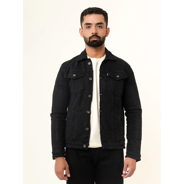 Carbon Black Two Pockets Denim Jacket