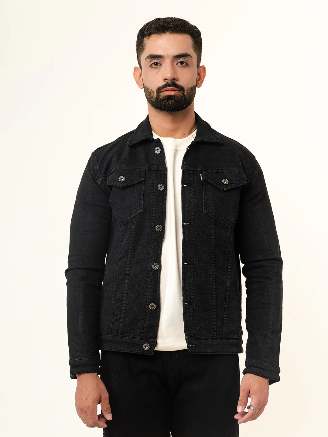 Carbon Black Two Pockets Denim Jacket