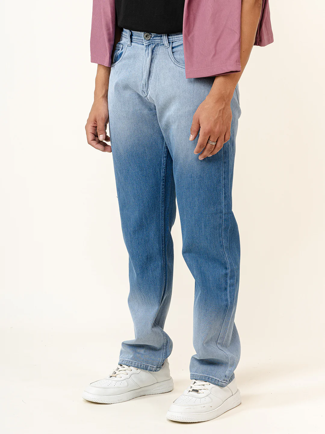 Light Blue Straight Fit Denim Jeans - Image 2