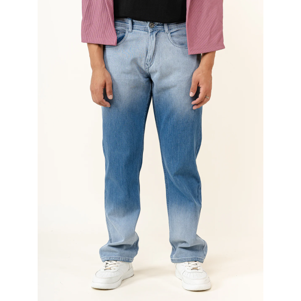 Light Blue Straight Fit Denim Jeans