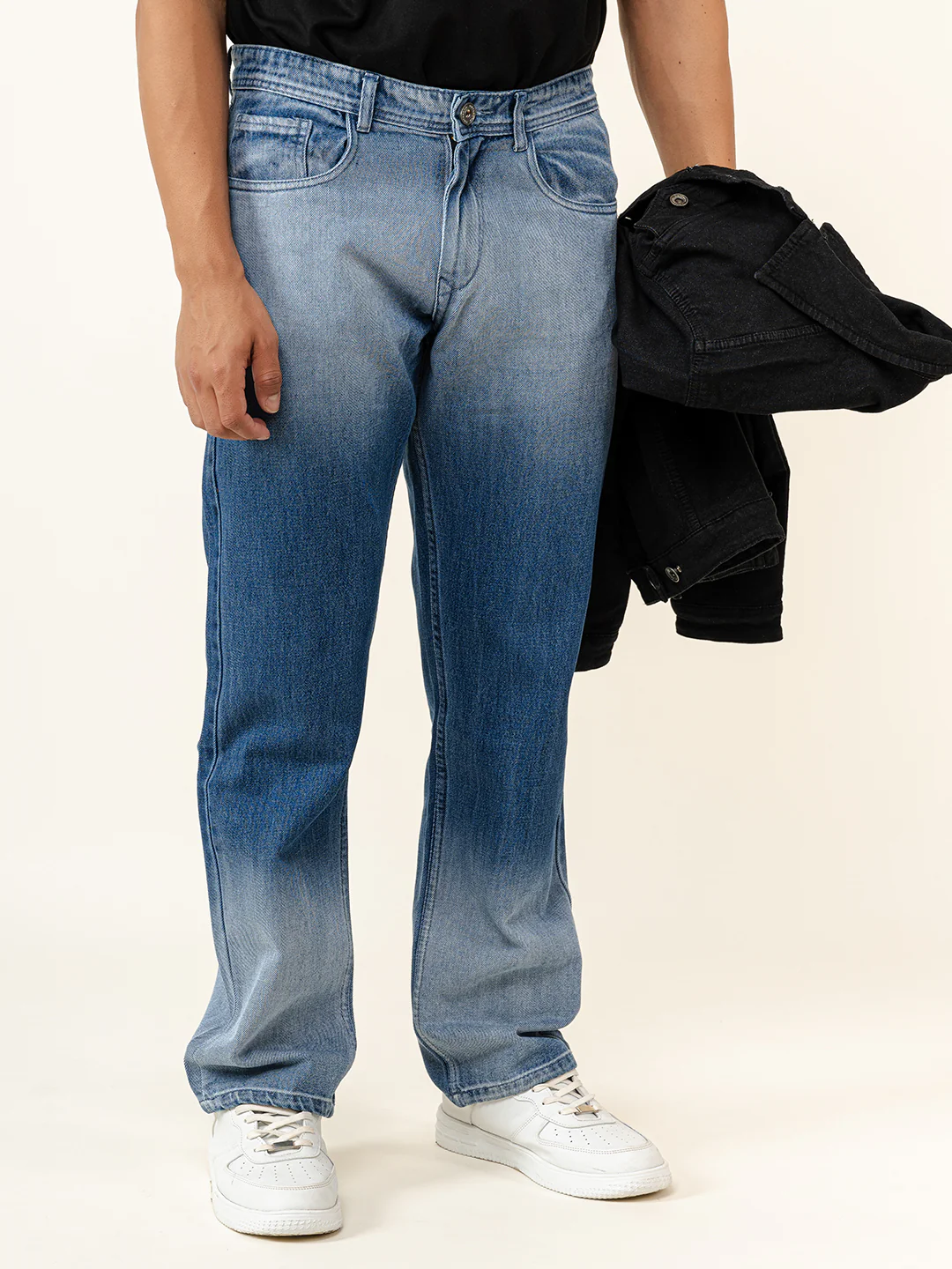 Dark Blue Straight Fit Denim Jeans - Image 3