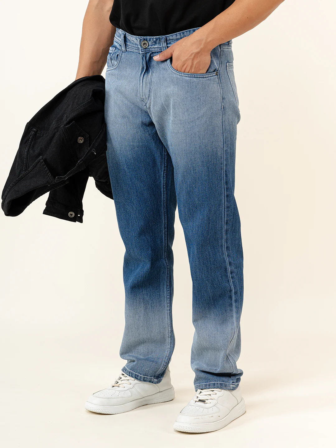 Dark Blue Straight Fit Denim Jeans - Image 2
