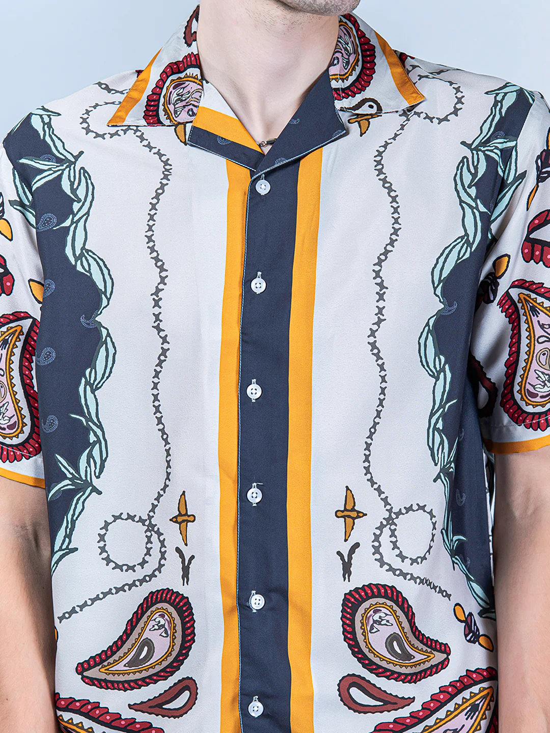 Boho Front-Back Printed Oversized Multicolor Crepe Shirt - Image 2