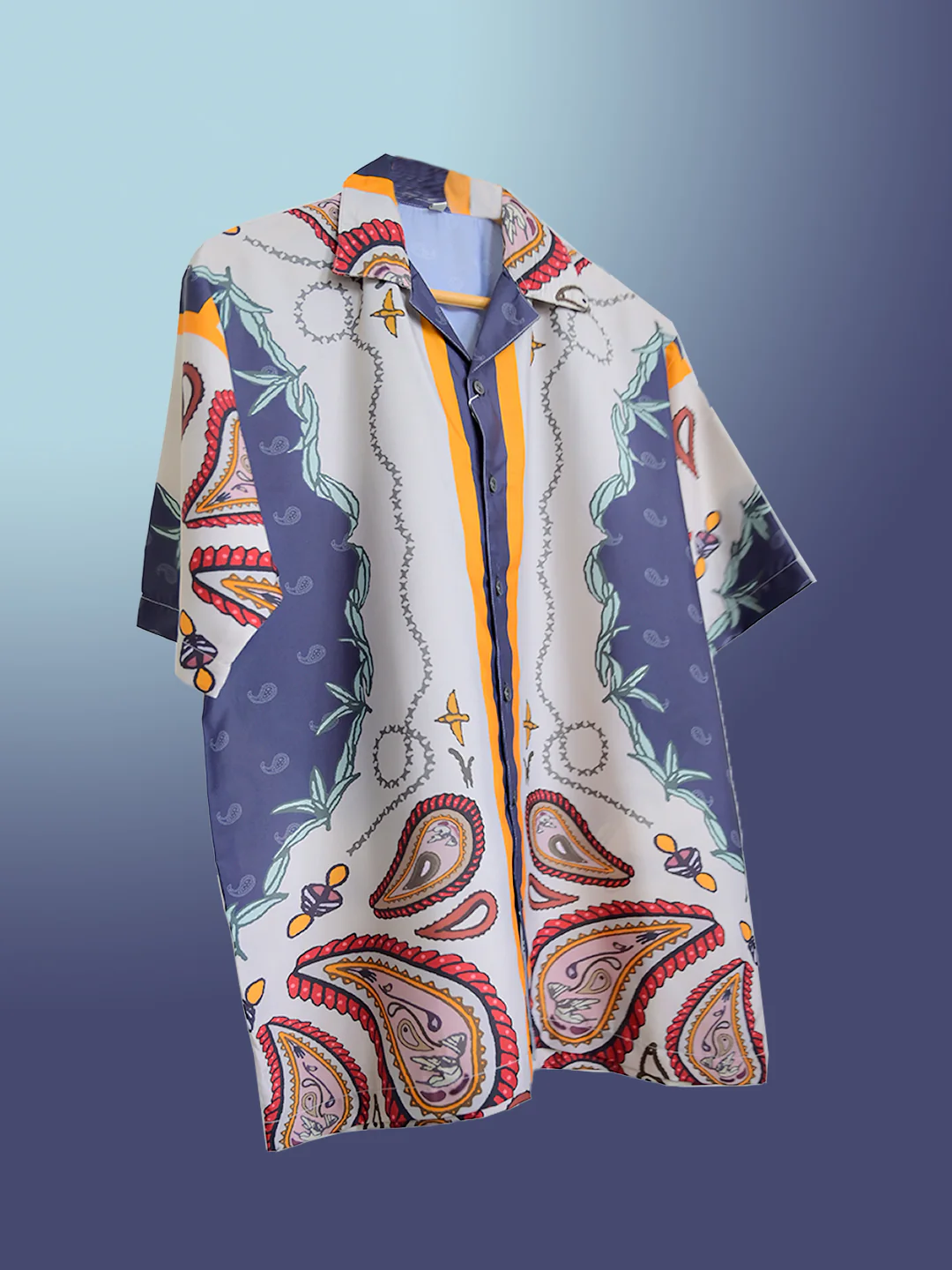 Boho Front-Back Printed Oversized Multicolor Crepe Shirt