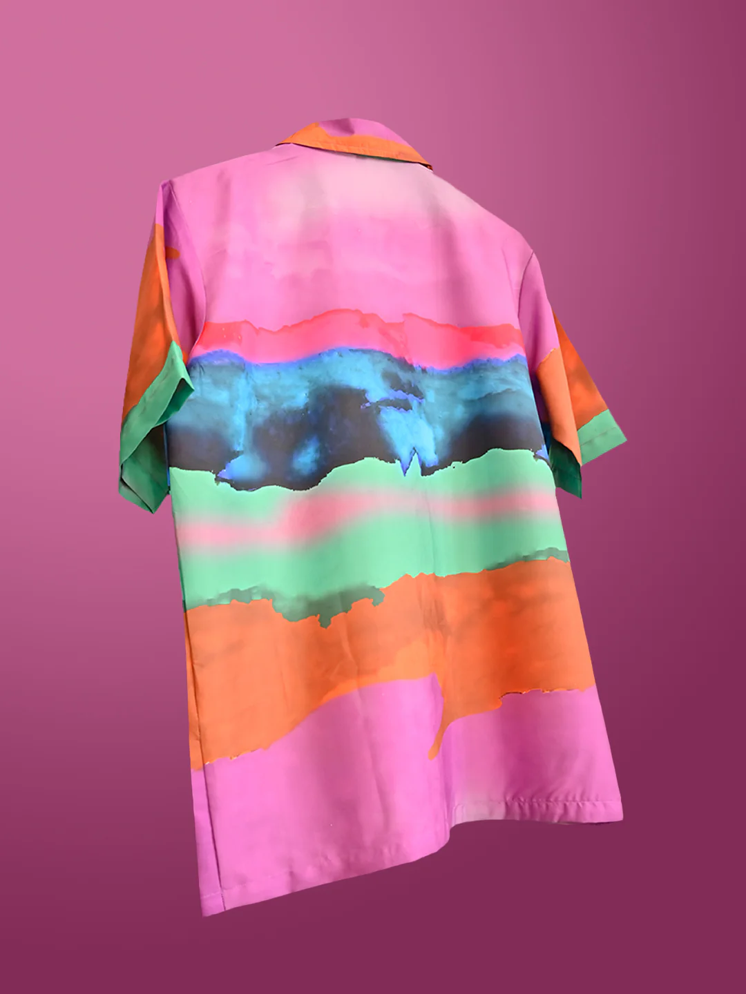 Abstract Printed Oversized Multicolor Crepe Shirt - Image 2