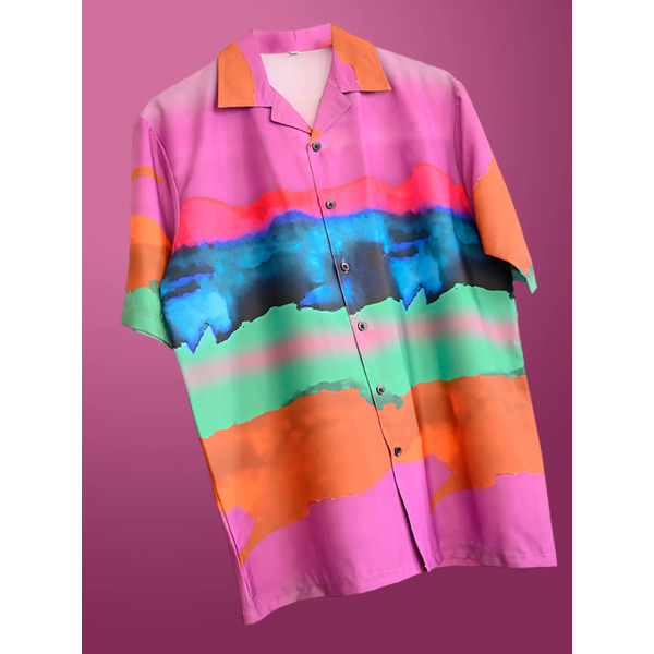 Abstract Printed Oversized Multicolor Crepe Shirt
