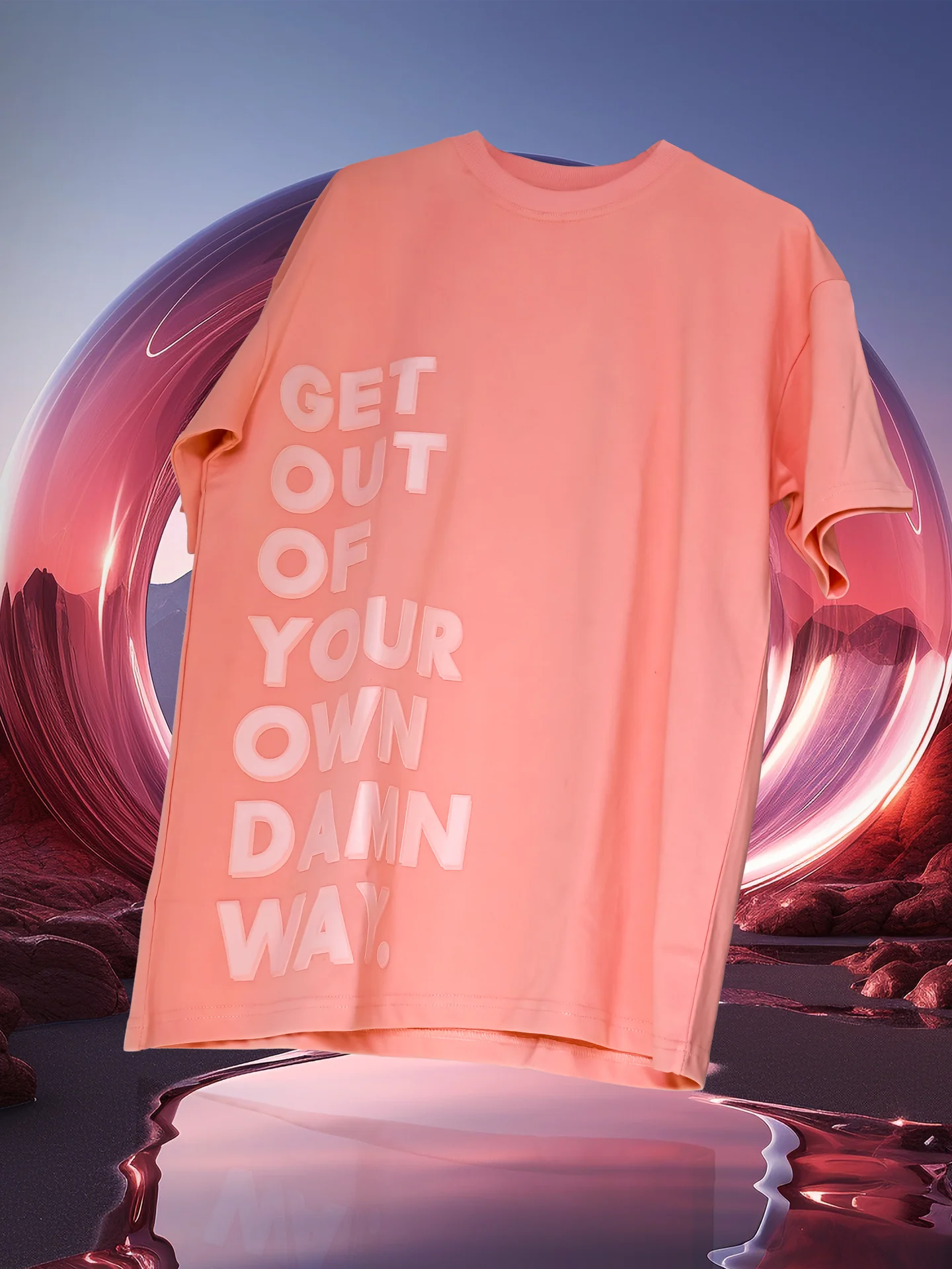 Peach You are Stuff Printed Half Sleeves Oversized T-shirt - Image 2