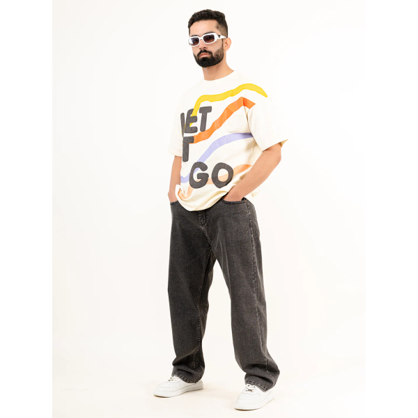 Off White Let It Go Printed Half Sleeves Oversized T-shirt