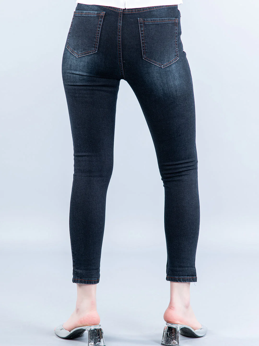 Classic Dark Blue Skinny Fit Jeans For Women - Image 4