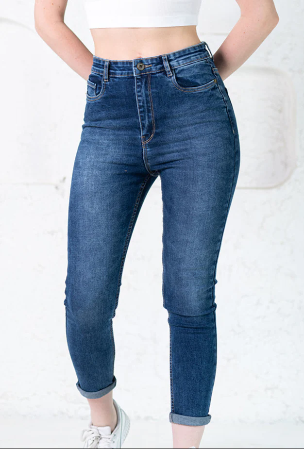 Mid Blue Skinny Fit Jeans For Women