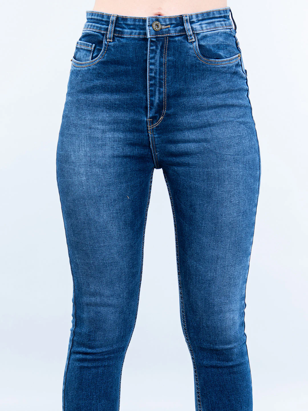 Mid Blue Skinny Fit Jeans For Women - Image 2
